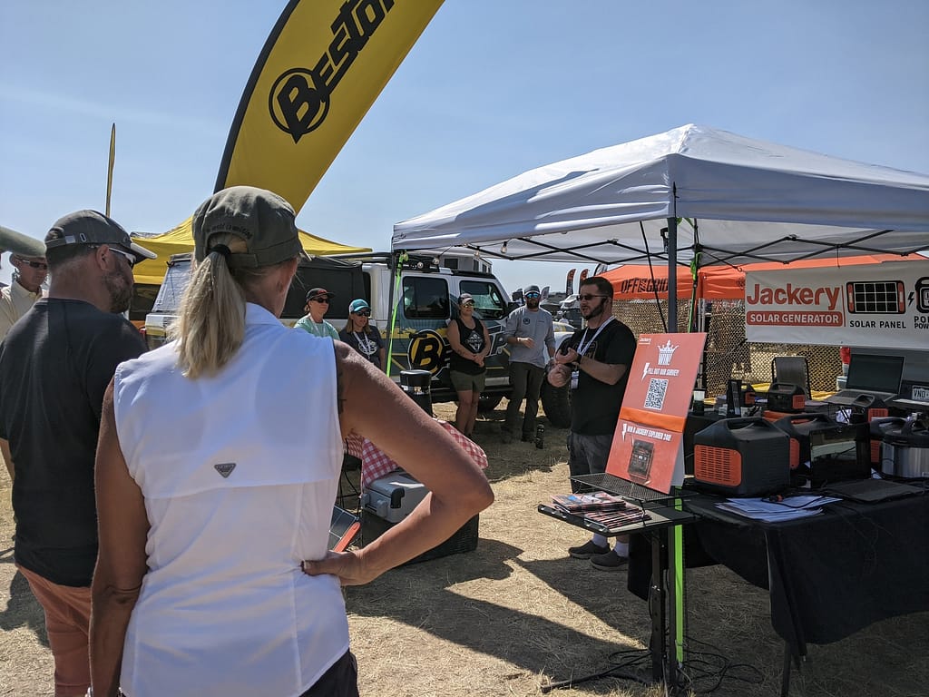 Levi talking about Jackery to a crowd at Overland Expo in Colorado
