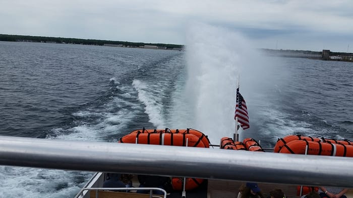The "rooster tail" of the Star Line Ferry
